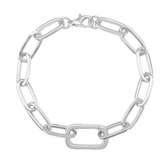 7.1" Silver Paperclip Link Charm Bracelet by Bead Landing™